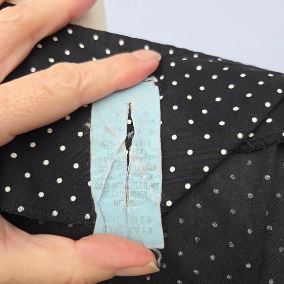 Vintage 70s Black and White Polka Dot Fit & Flare Midi Dress Size S Puff Sleeve - Picture 8 of 8